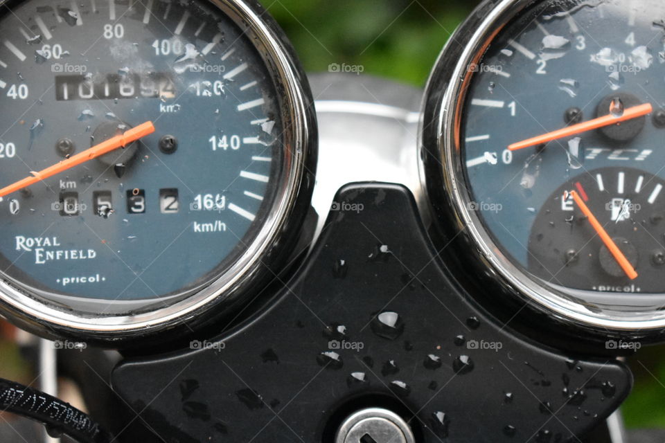 Speedometer of Bullet from mumbai India. Photo taken on June 18, 2018