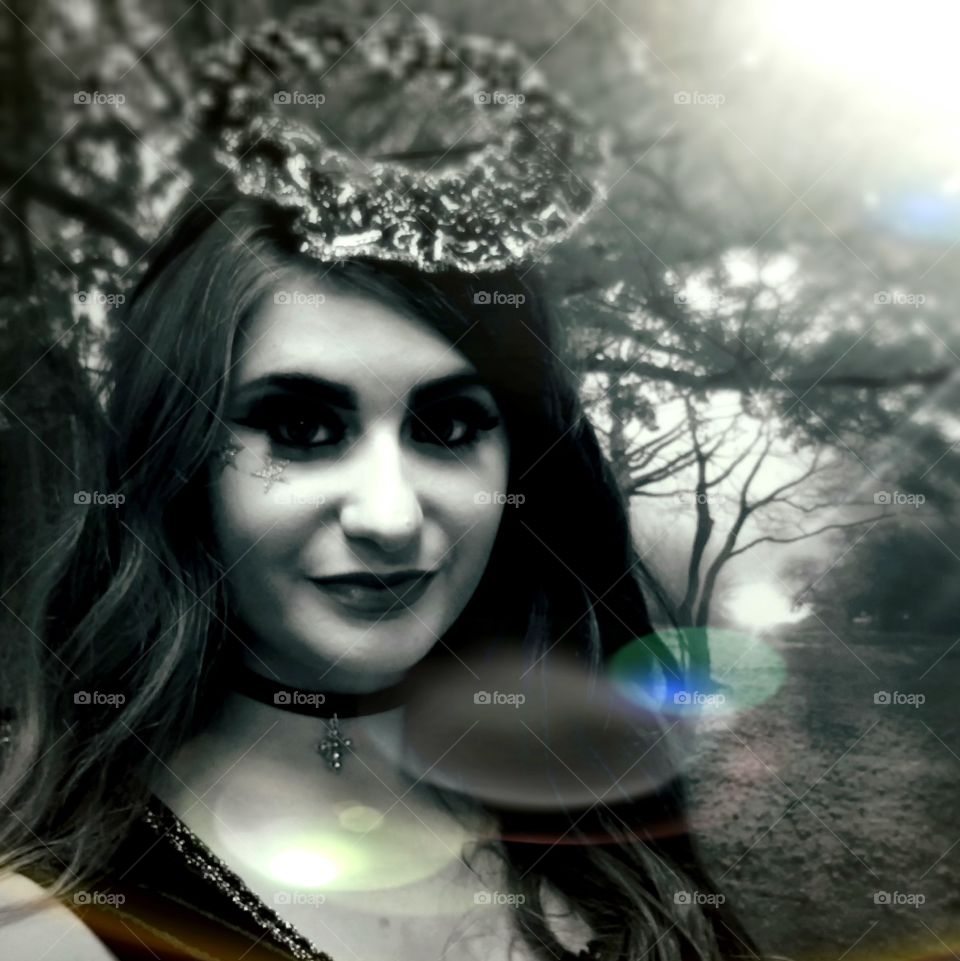 Smiling woman with make-up