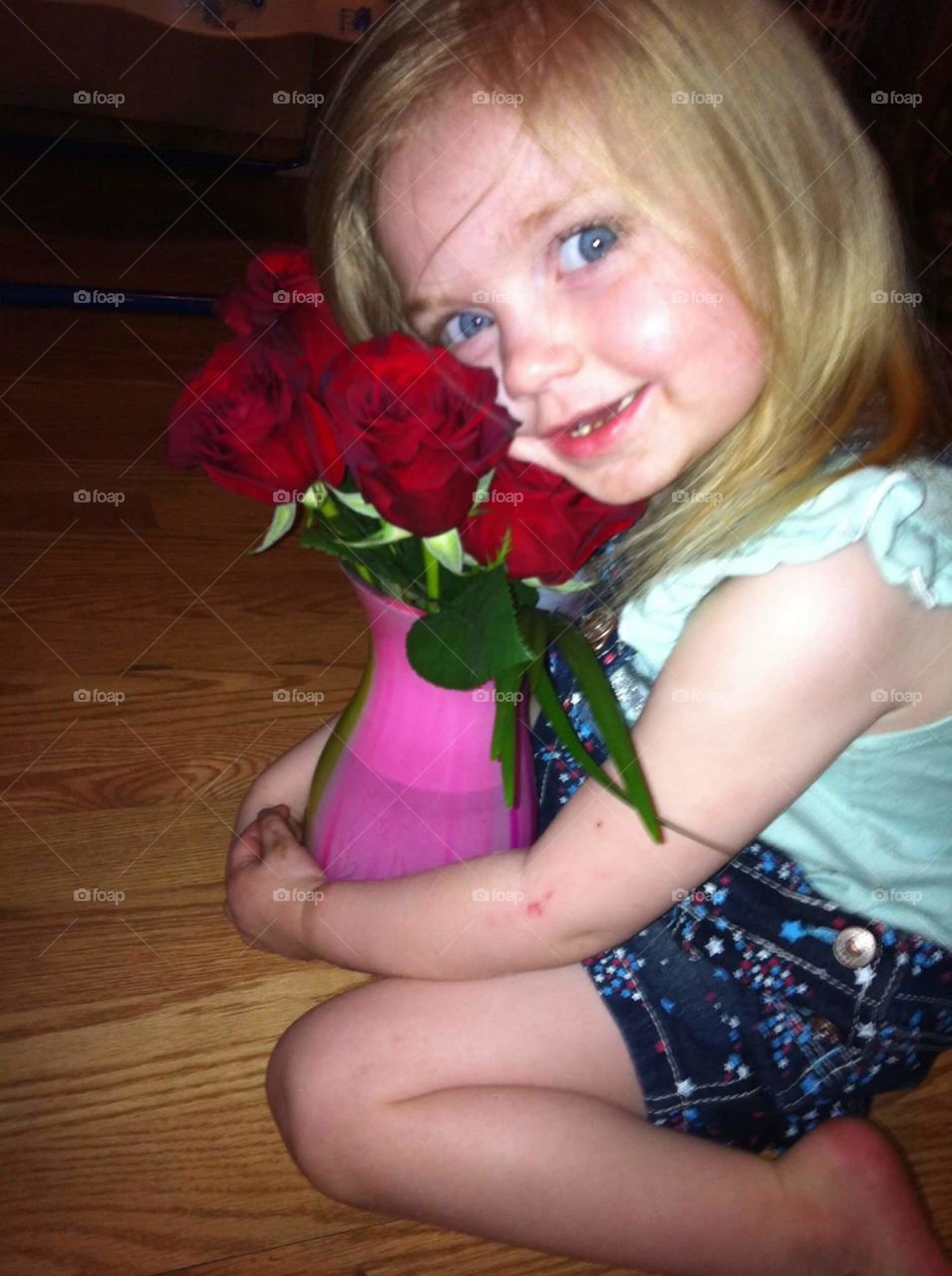 Little Girl with Roses
