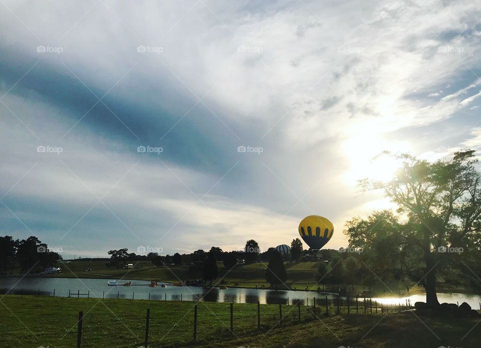 Hot air balloons in the country