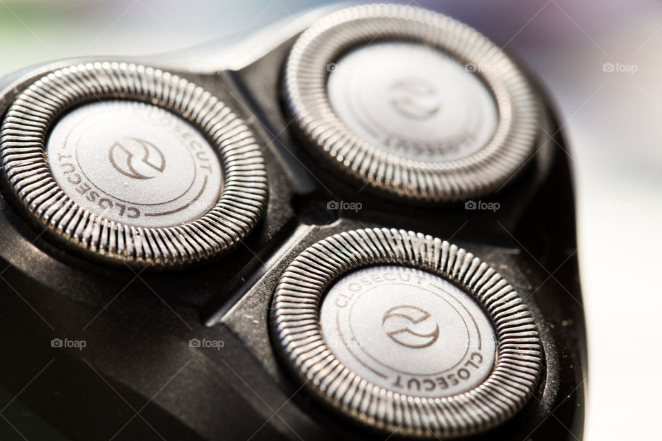 circles! Macro image of electric shaver's blades 3 metal circles