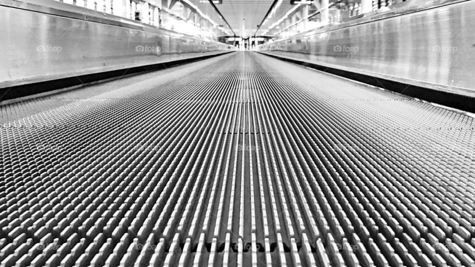 Airport moving walkway low angle view 