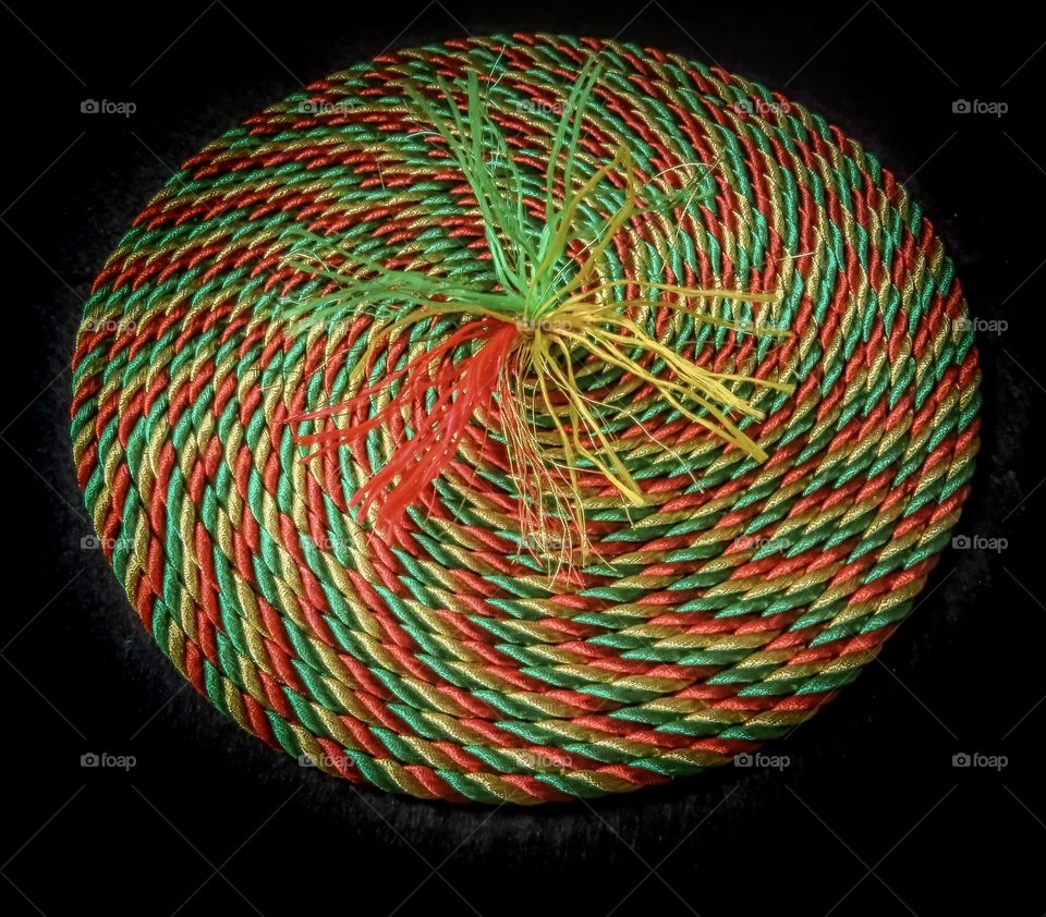 Spiral of colored rope