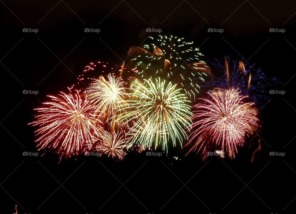 Multi coloured fireworks in Vancouver’s Celebration of Light