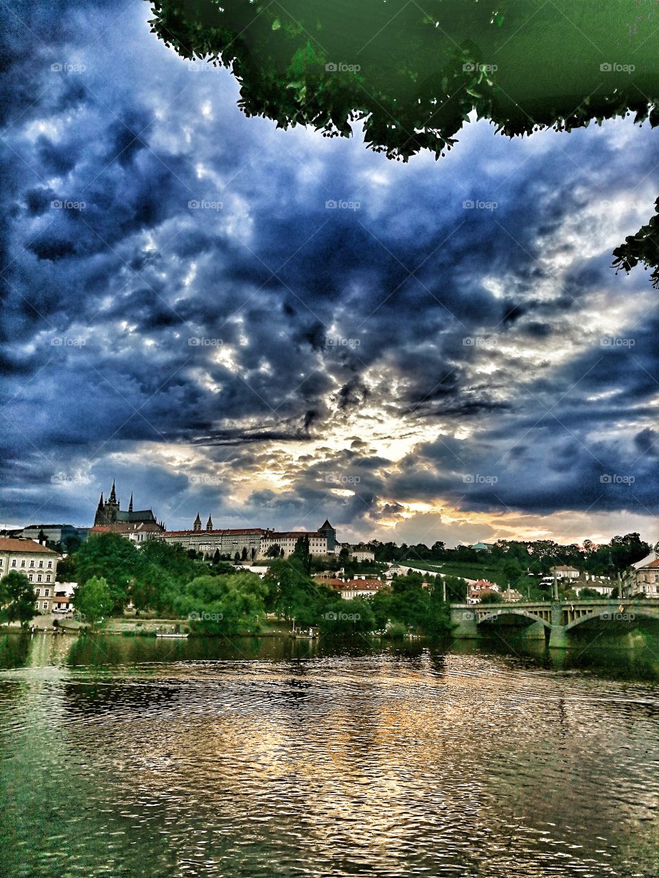 Manesuv most in Prague. Dawn feeling on a cloudy day.