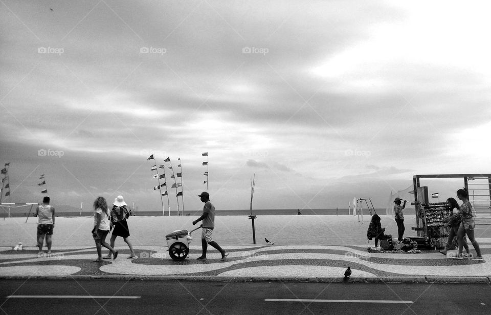 Copacabana Beach in black and white