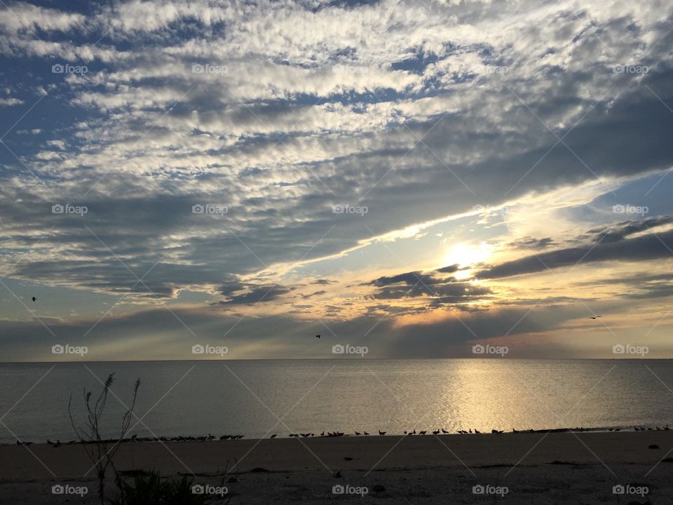 Sun rays at Reed's Beach, New Jersey