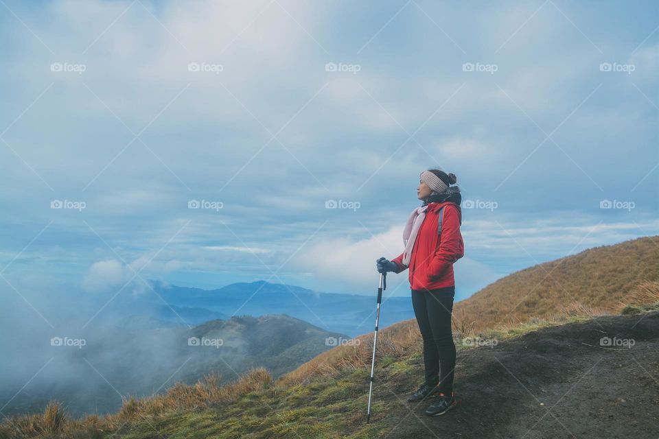 hiking into the summit