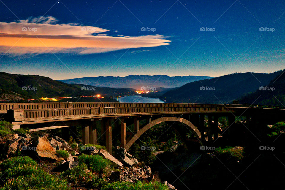 Night Shot Rainbow Bridge Donner Lake Truckee 