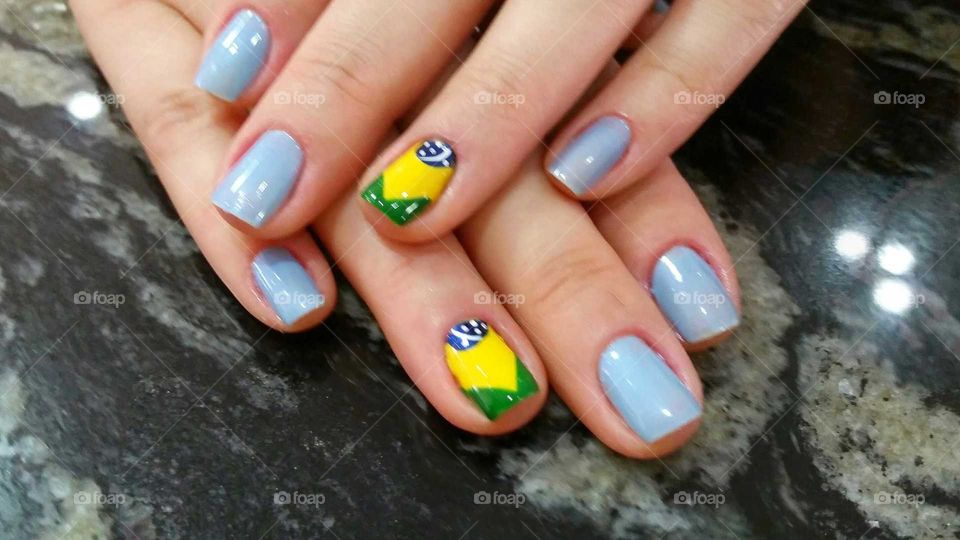 world cup, nails art, Brazilian flag