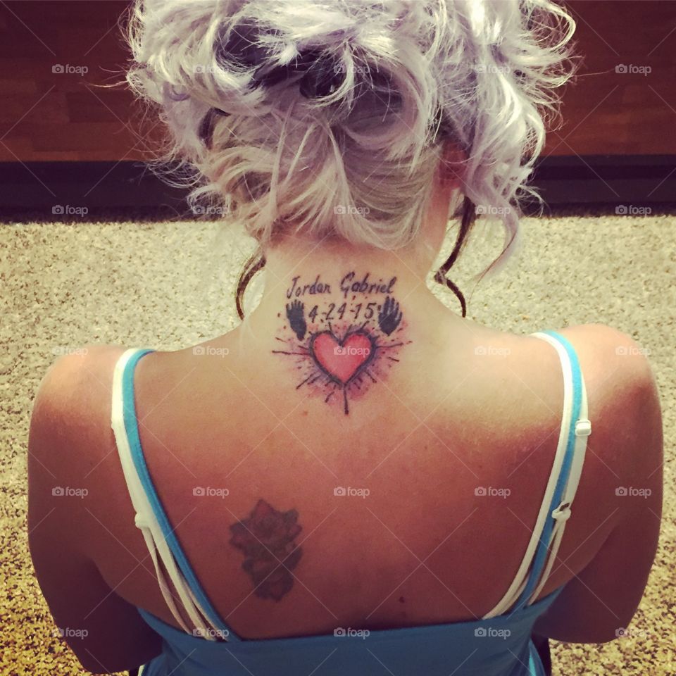 Angel baby tattoo! Remembering the little hands that left an imprint on my heart forever. 