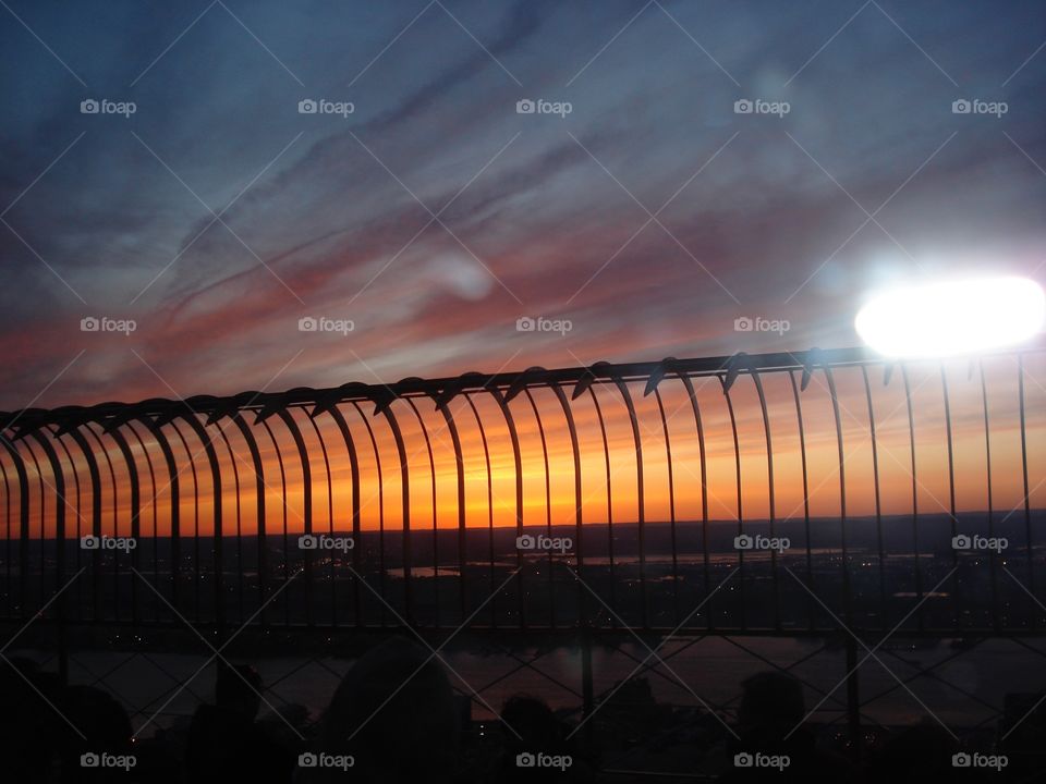 New York sunset from Empire State Building observation deck