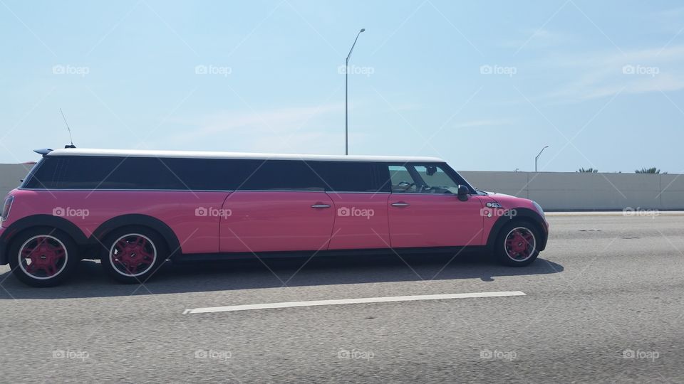 Pink Mini Cooper limousine