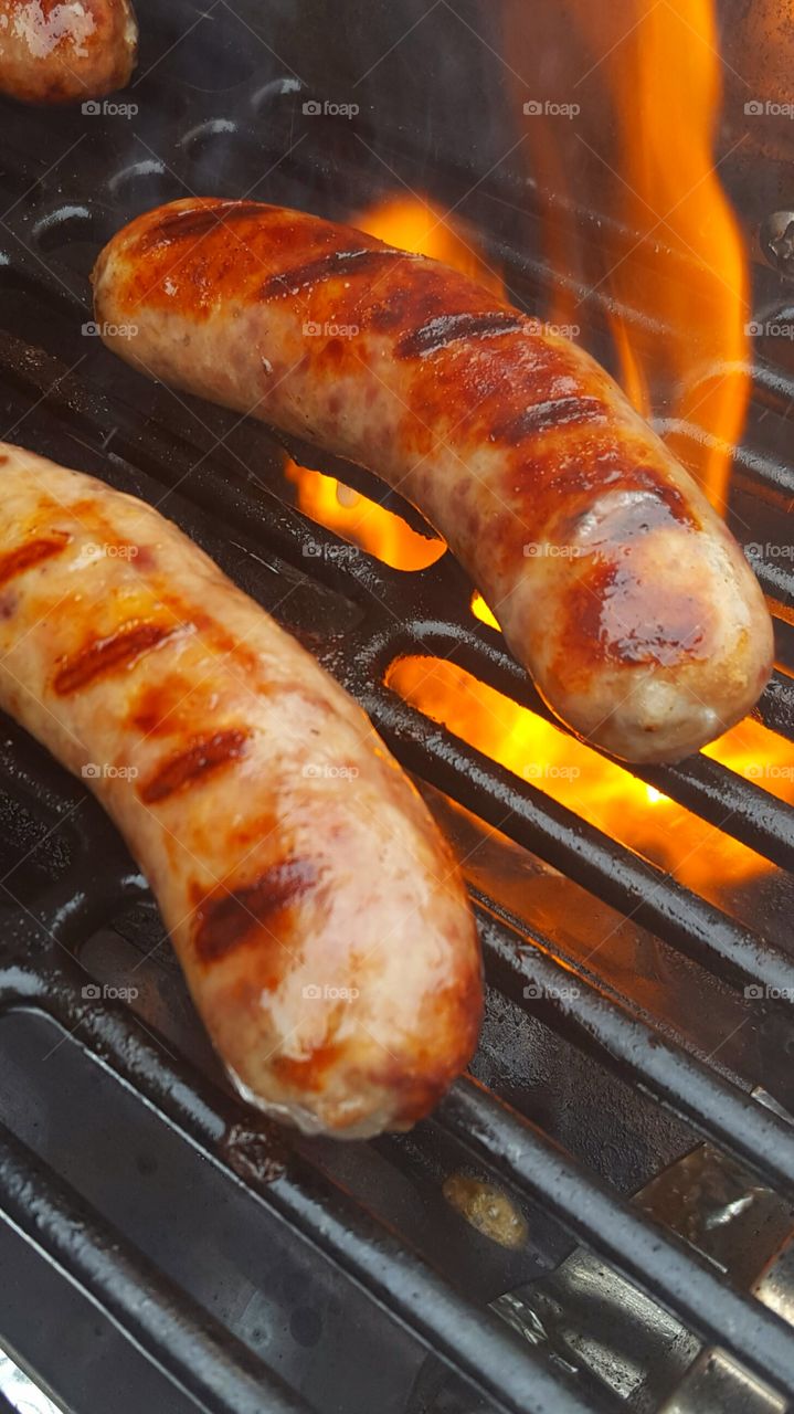 sausages on the grill