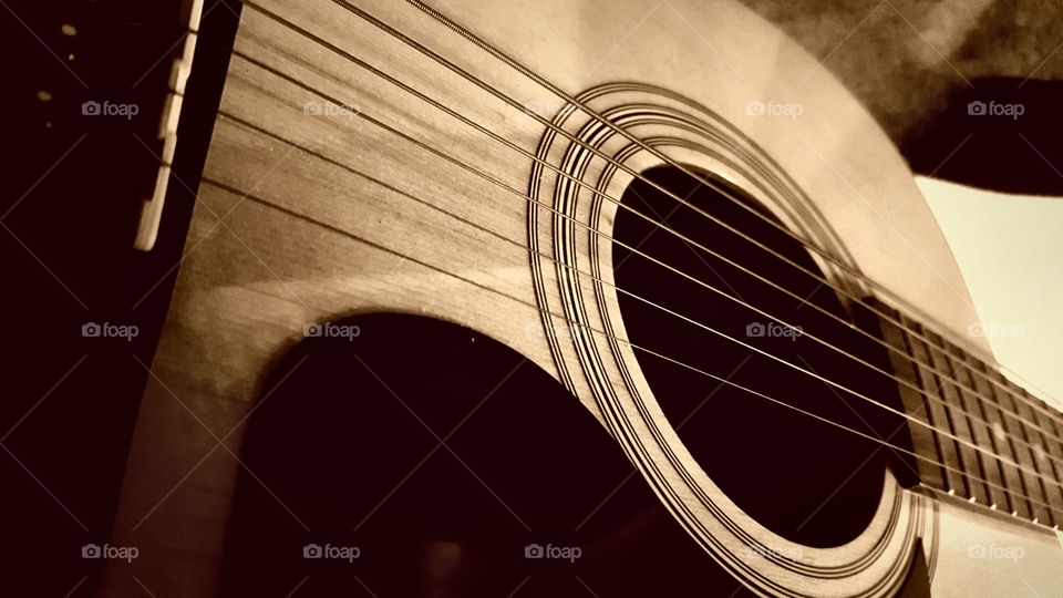 Landscape photo of a guitar