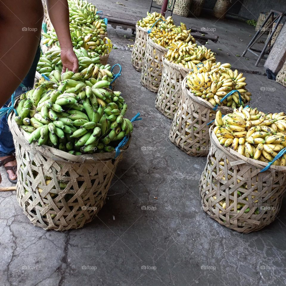 Pile of bananas ready to be marketed