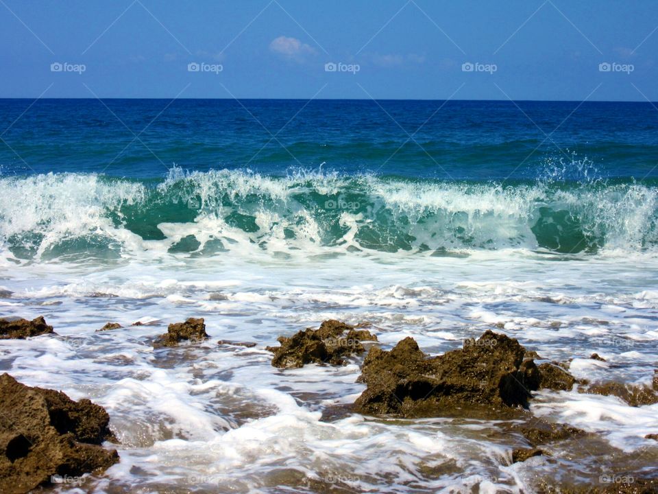 Waves of the sea of Palinuro ( Italy ).