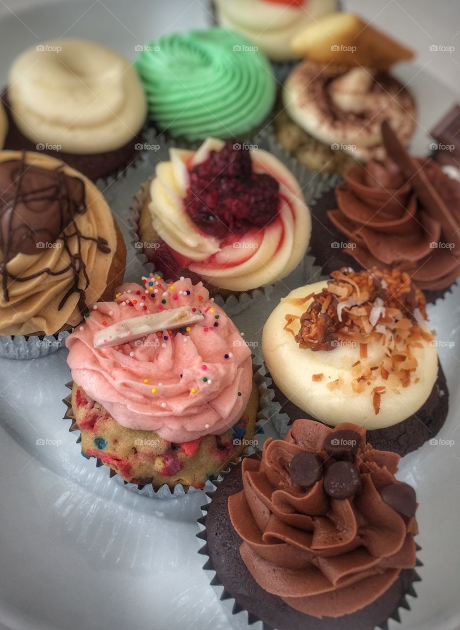 Delicious variety of cupcakes.