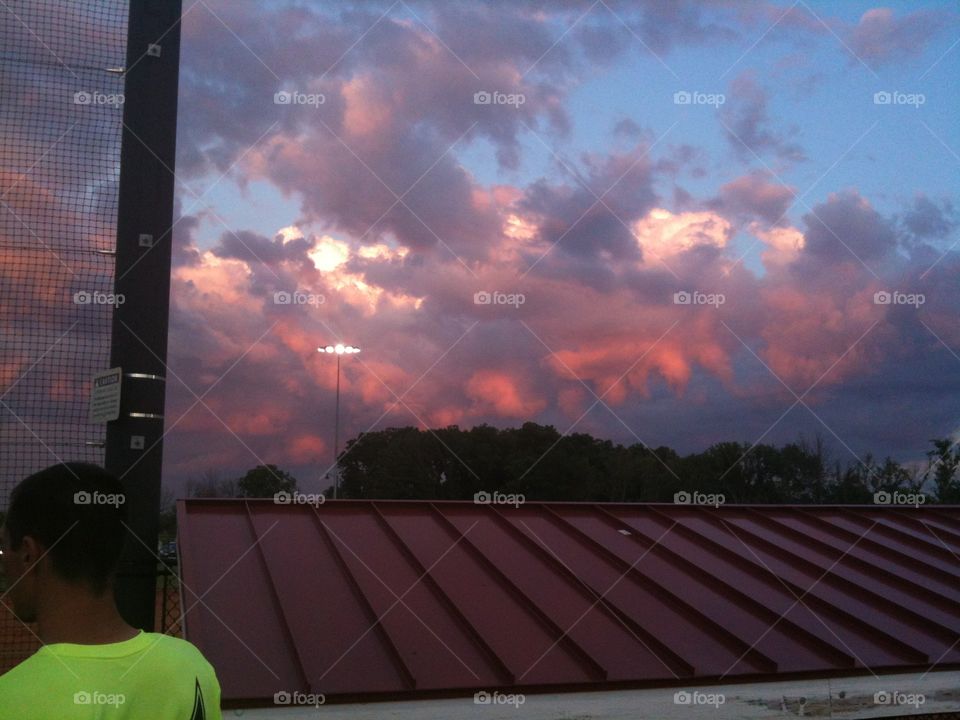 sunset at the softball field