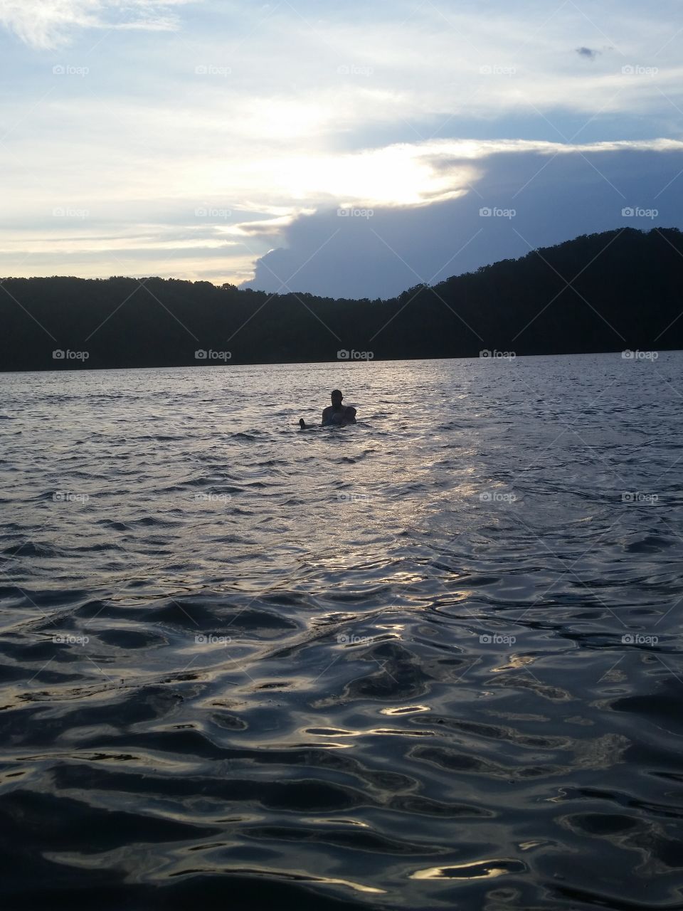 playing in the lake
