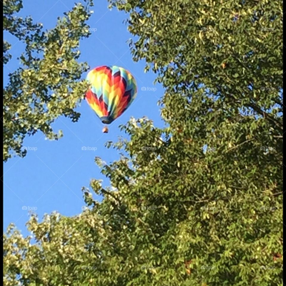 Hot air balloon over my home