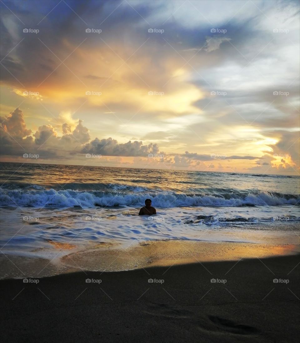 Sunset alone at the beach