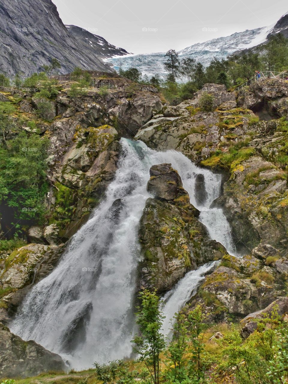 Waterfall and glacier