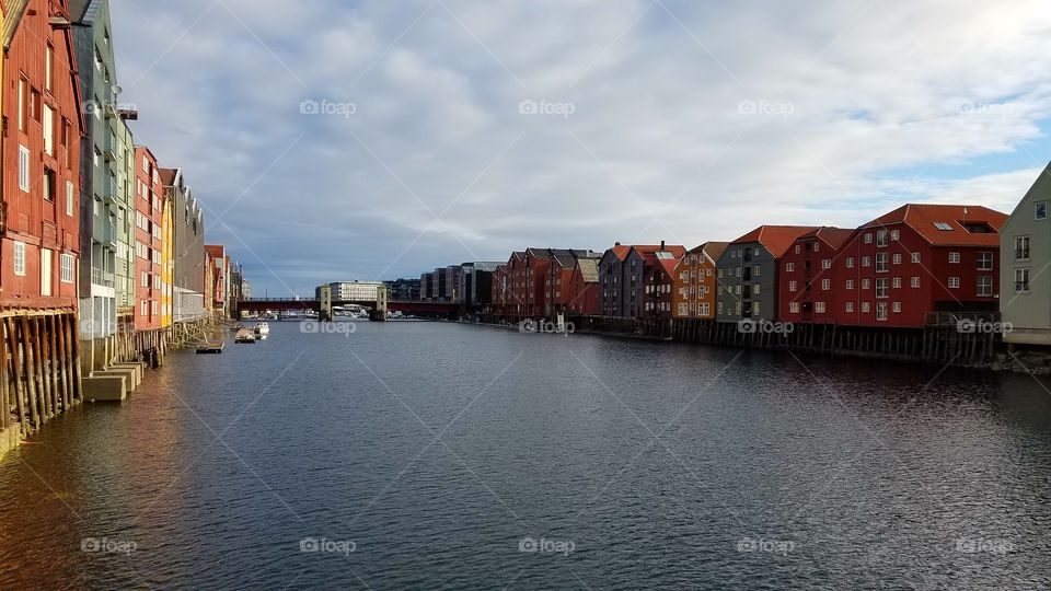 Colorful houses along the river