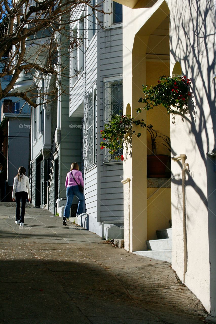 People on the street. Sunny day 