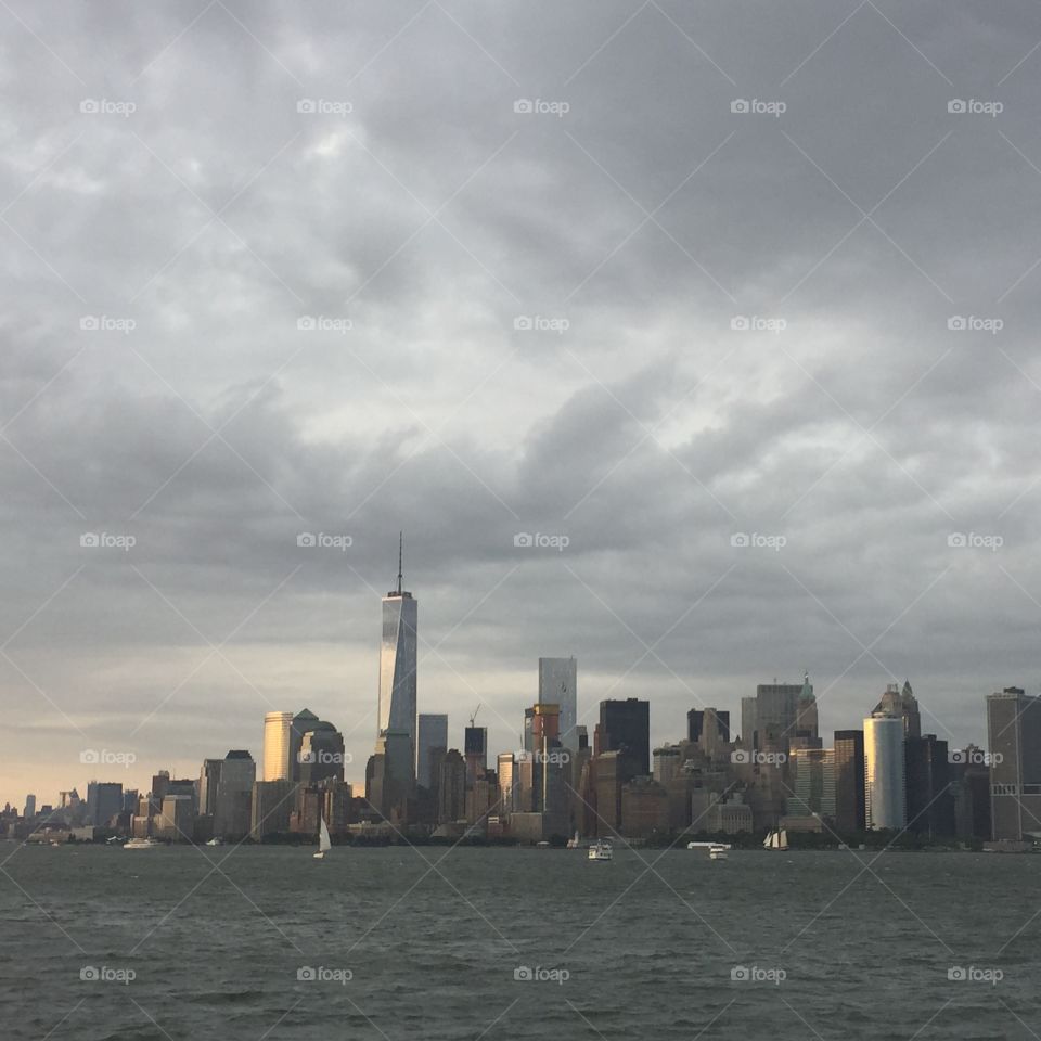 Stormy NY harbor