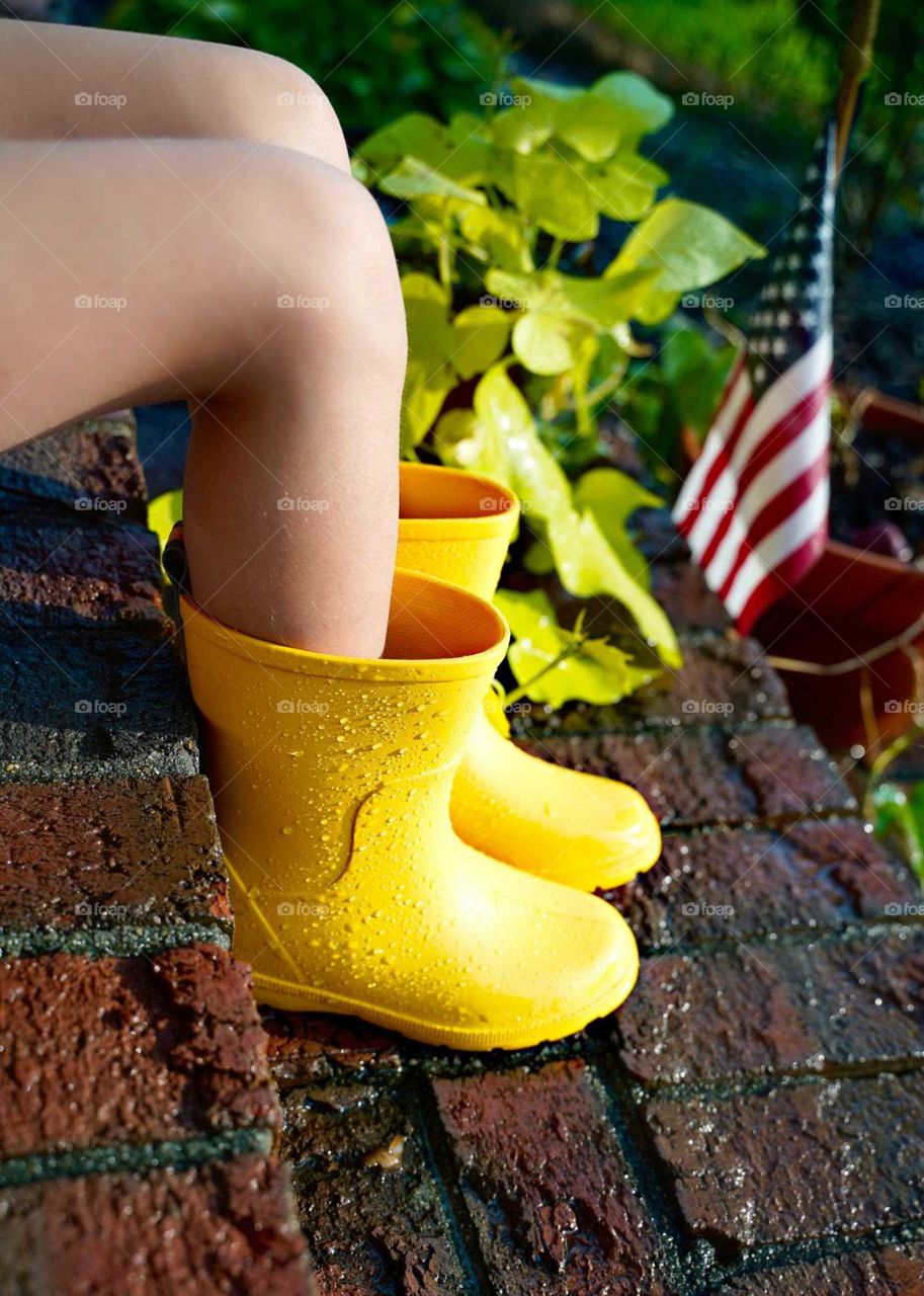 Taking a break from splashing in the puddles after the rain!