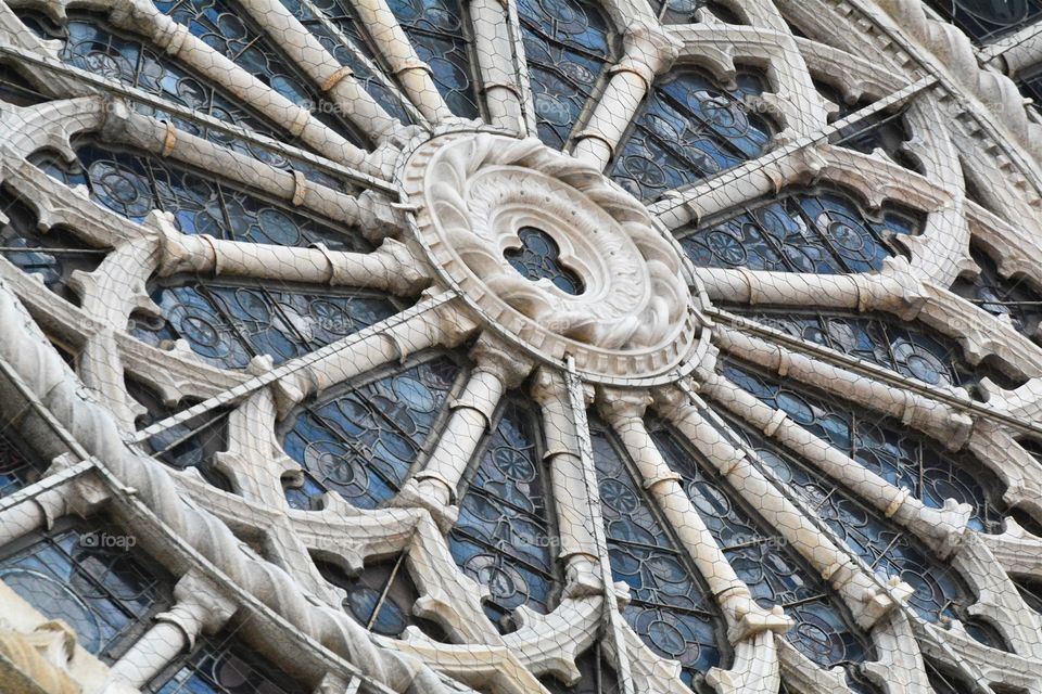 Rose window of Duomo of Como - Como, Lombardy, Italy.