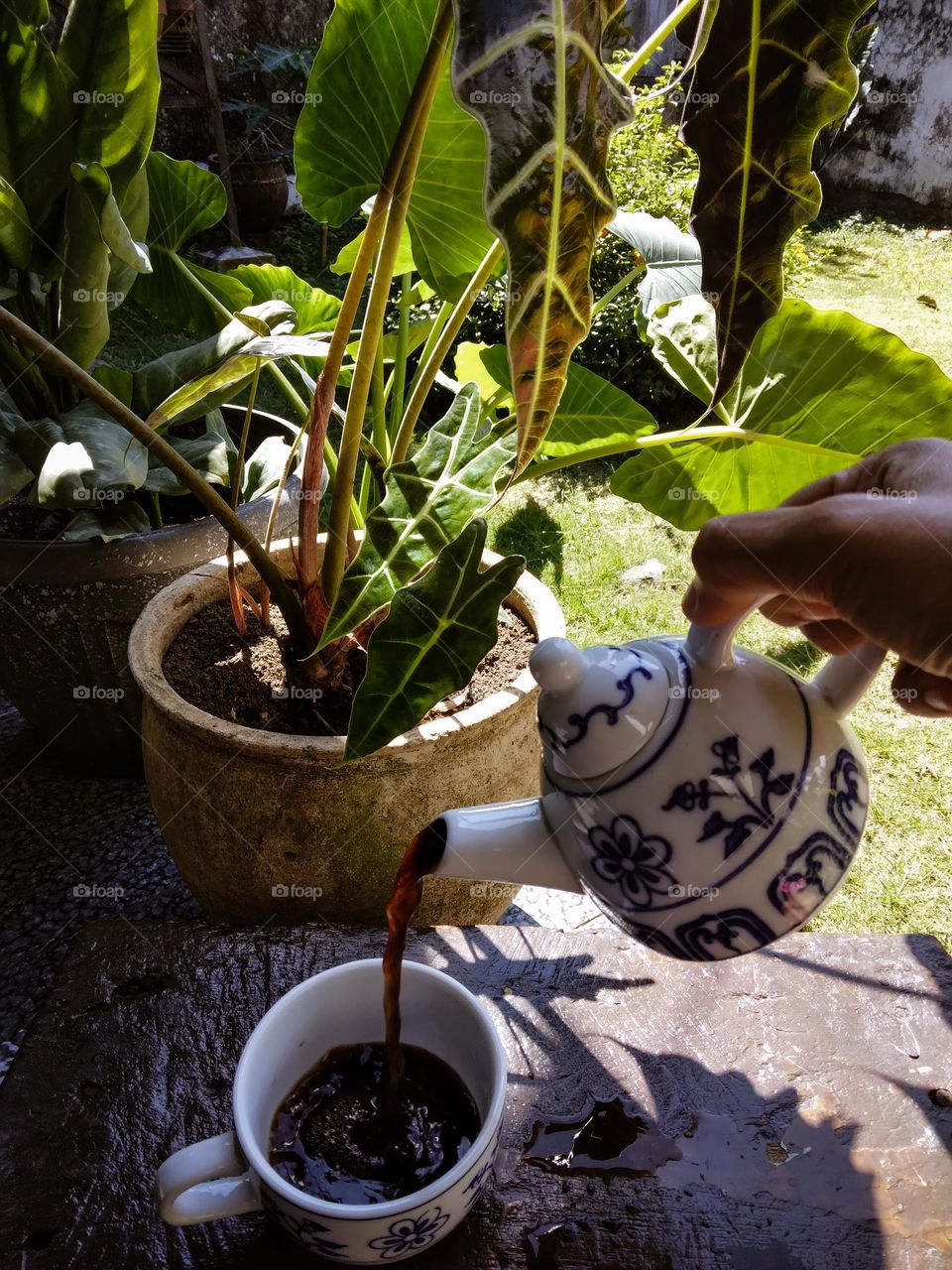 drinking coffee in the morning