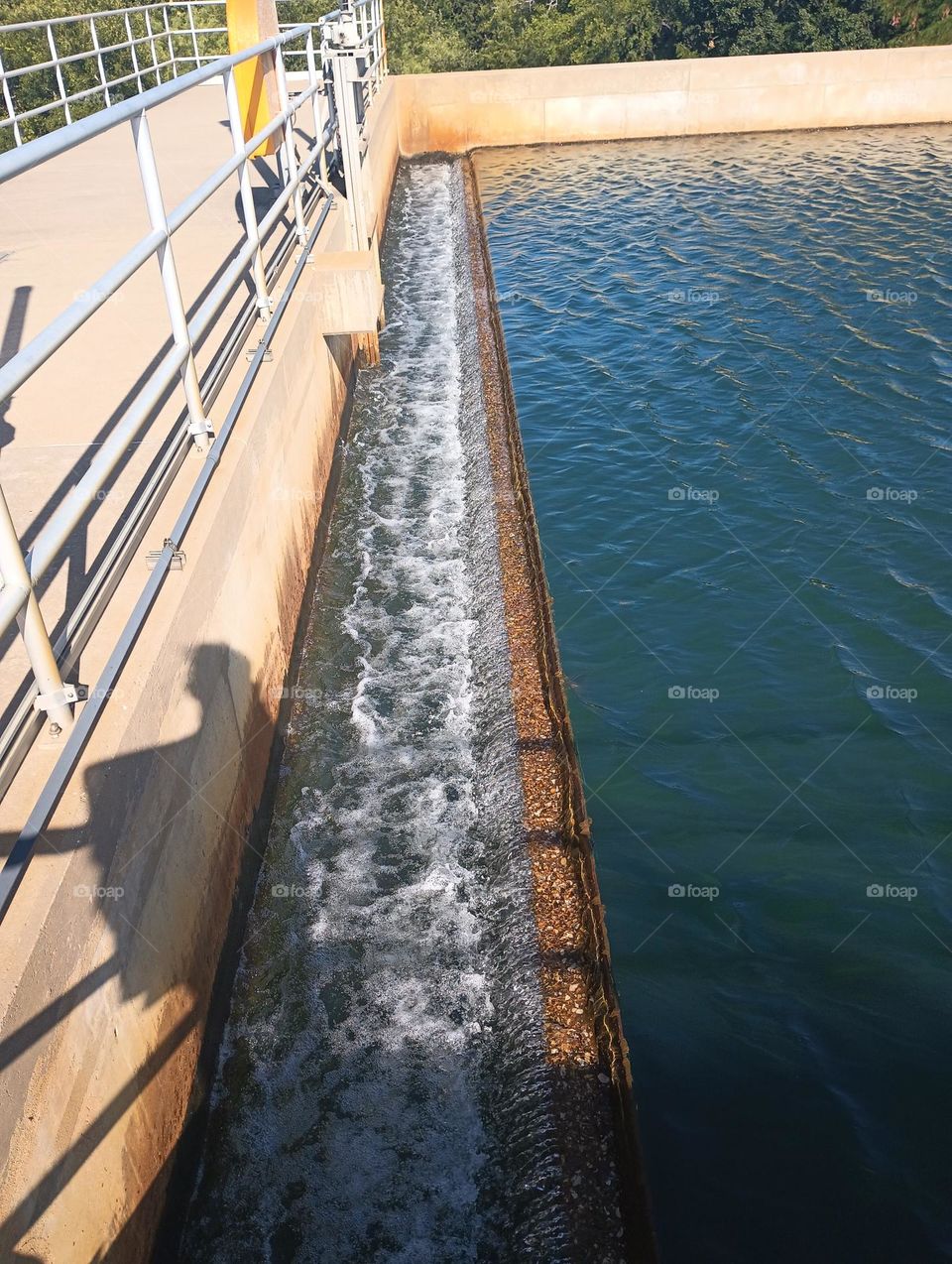 Water Treatment plant basin flow, beautiful water, cool water flow, awesome colors and activity of water