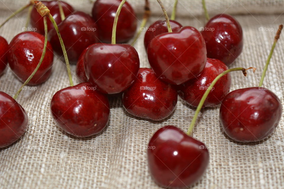 red cherry summer food natural background