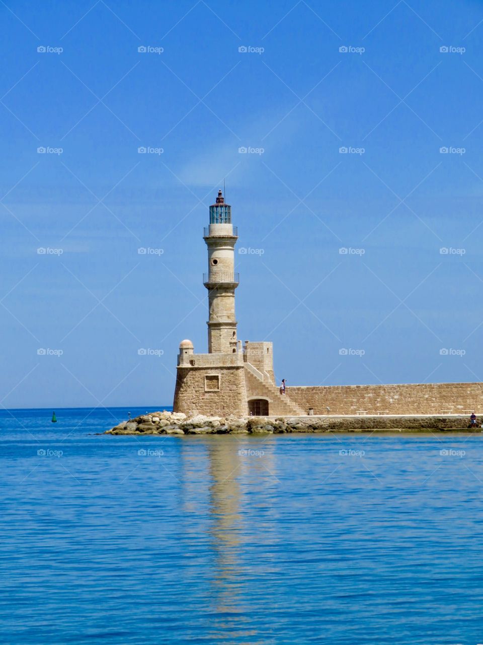 Lighthouse in the harbour of Chania on the Greek island of Create. 