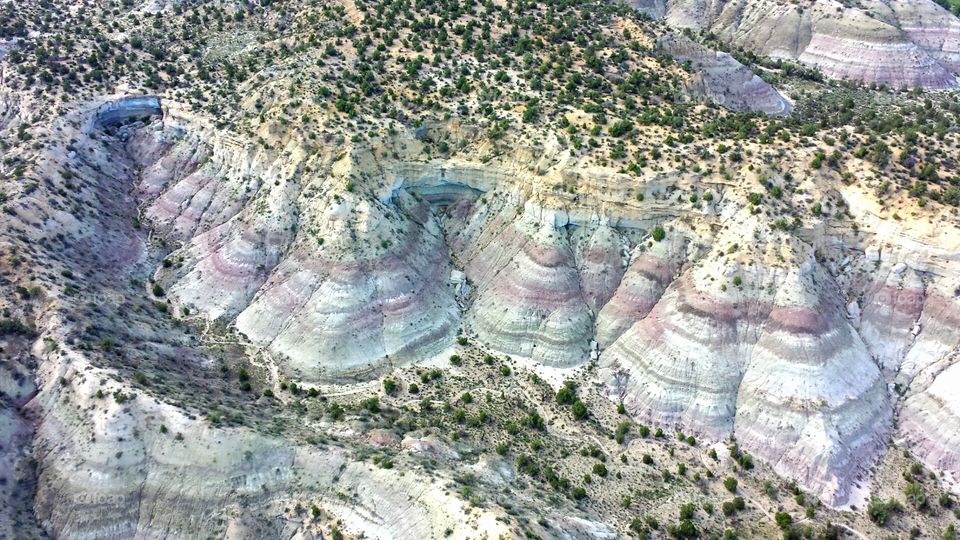 Badlands. Aerial photo taken north of Aztec, New Mexico