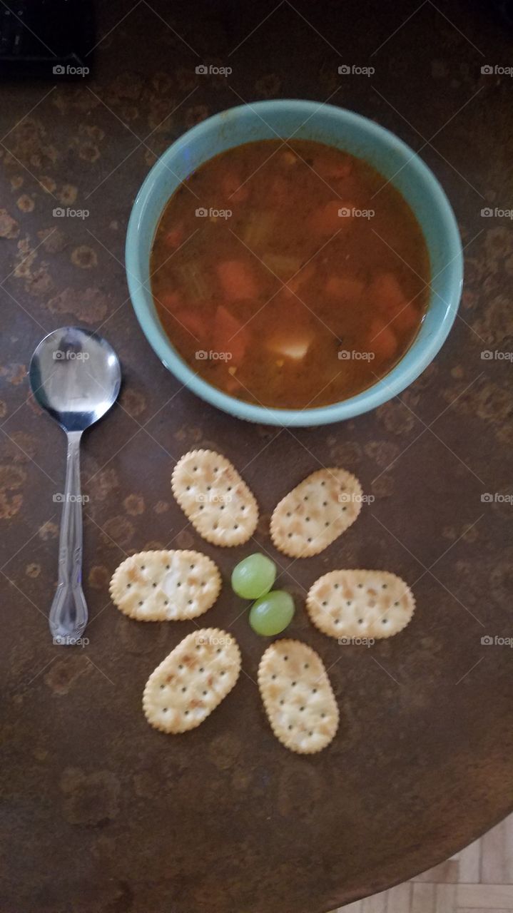 Soup and crackers