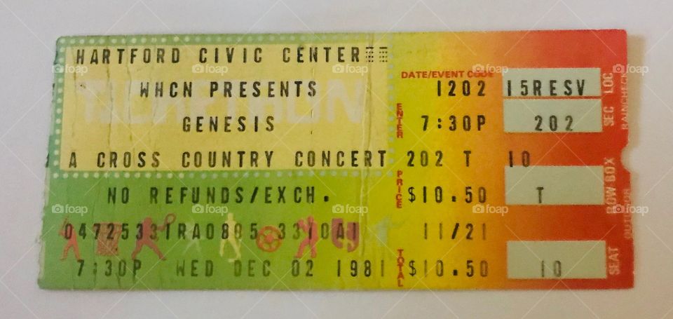 Genesis Concert Ticket 12-2-1981