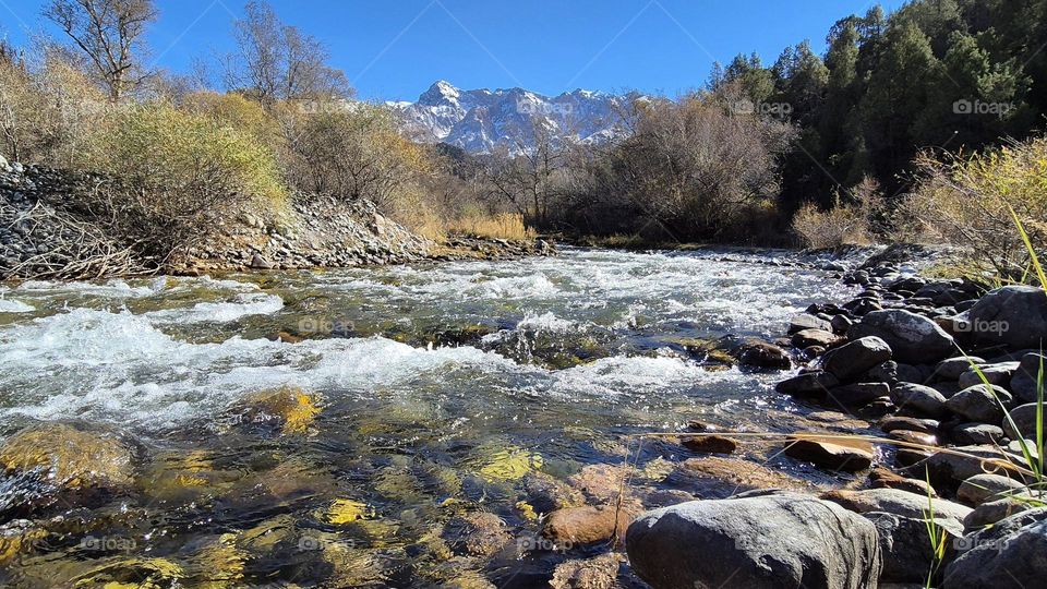Mountains, river and autumn