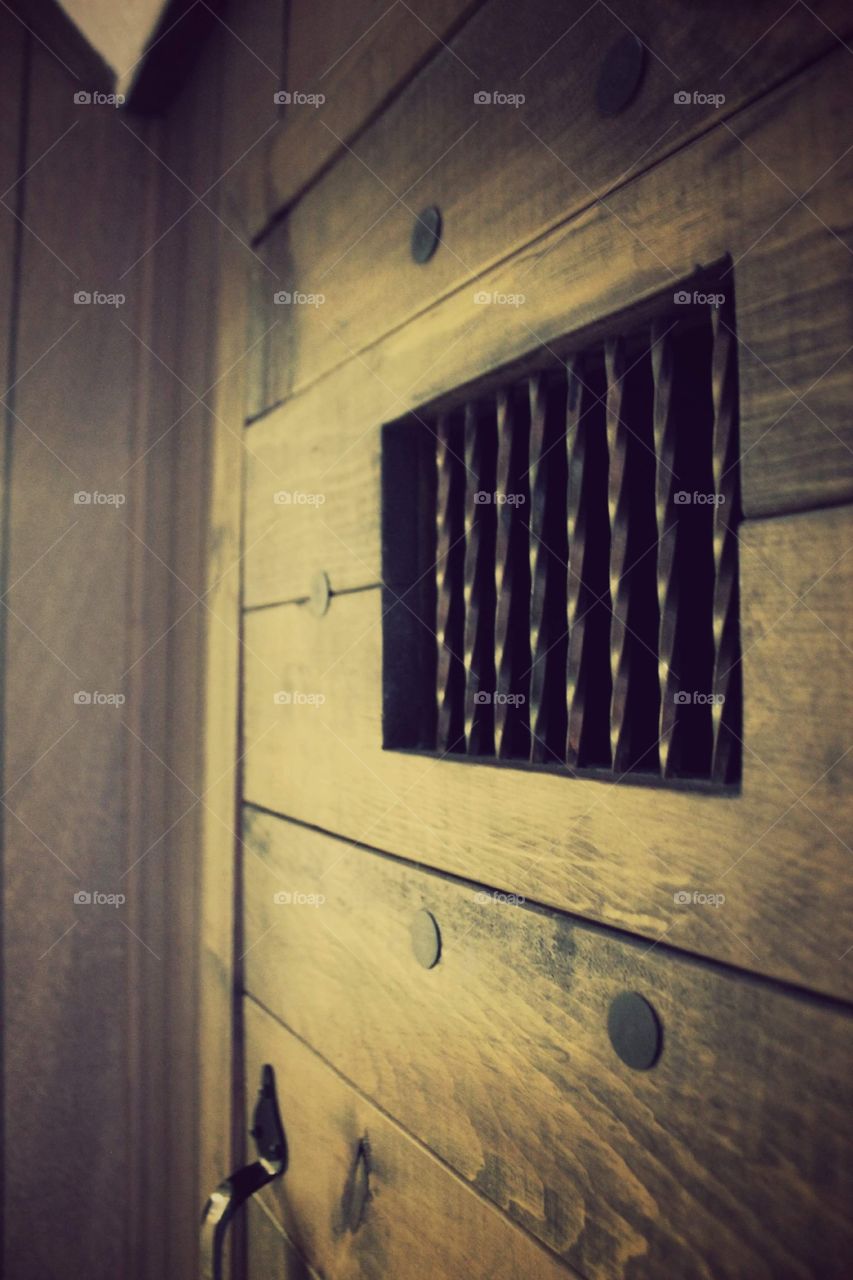 Old, wooden, Prison door