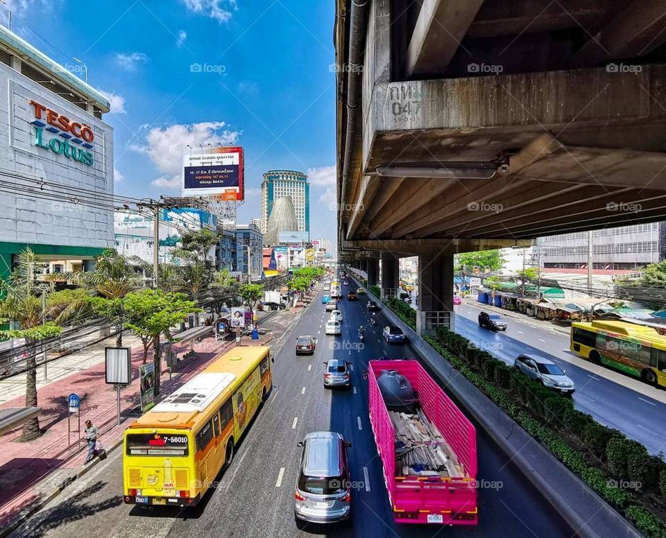 Half and half. I think this photo does a good job at portraying the busy, urban landscape that is Bangkok, Thailand.