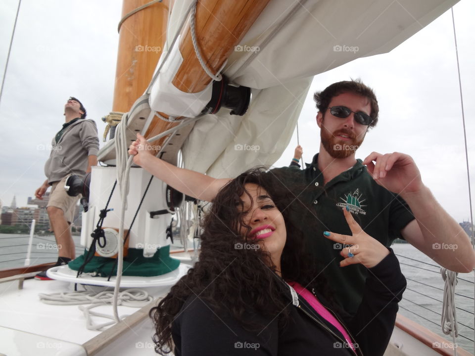 Enjoying Sailing. Me enjoying sailing with the group. 
In New York City.