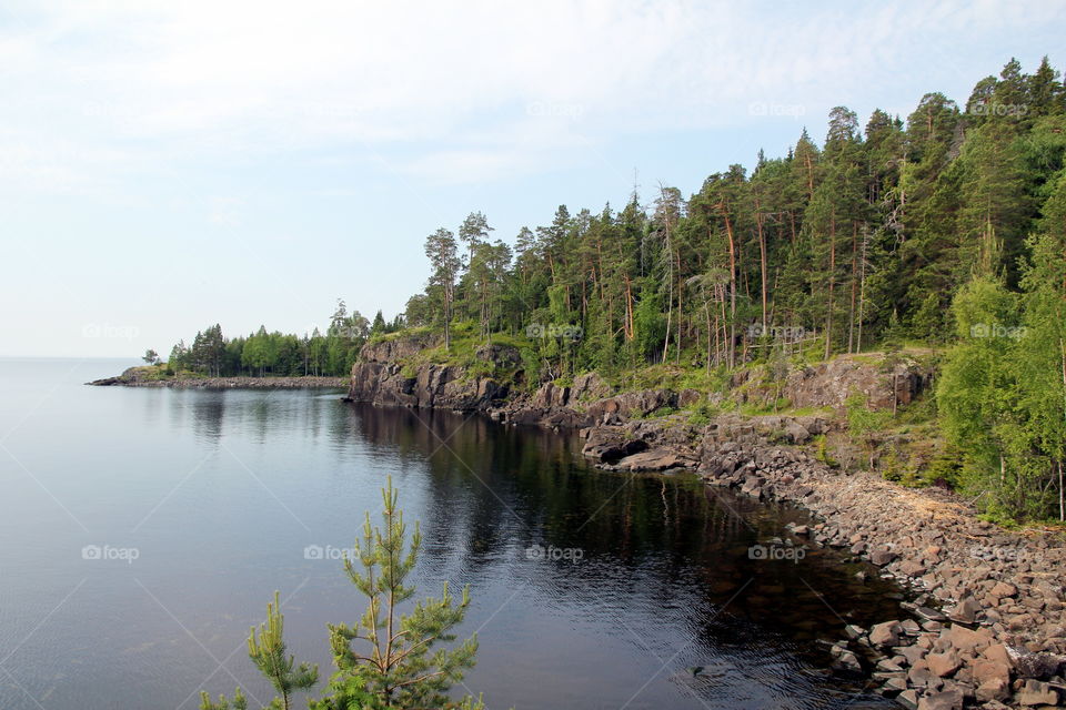 Lake Onega. The coast of the island Valaam.