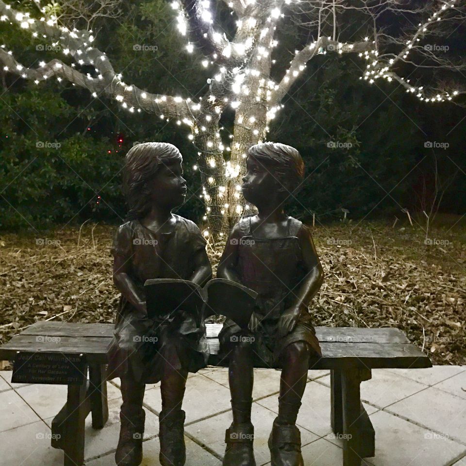 Sculpture & Lighted Tree