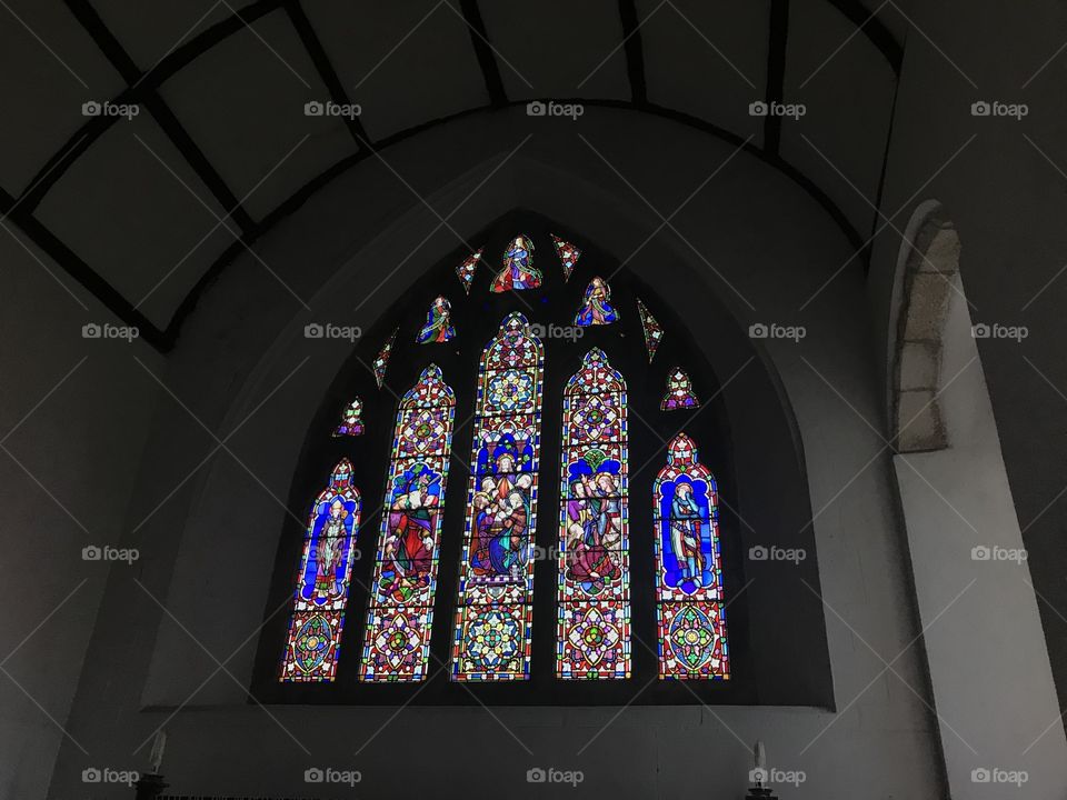 More beautiful stain glass presentations found at St George church in Modbury, Devon.