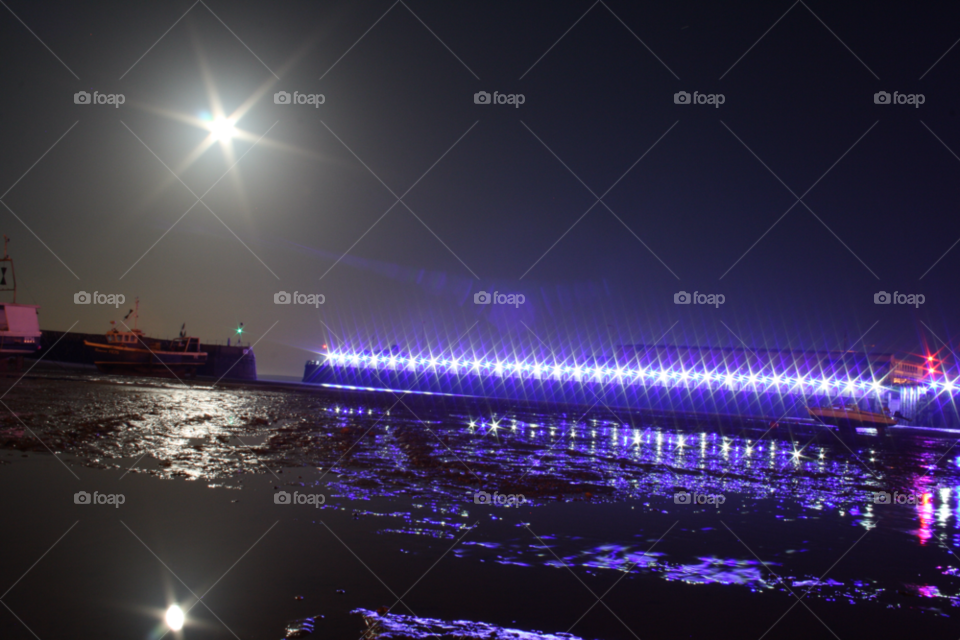 harbour pier full moon fishing boat by leonbritton123