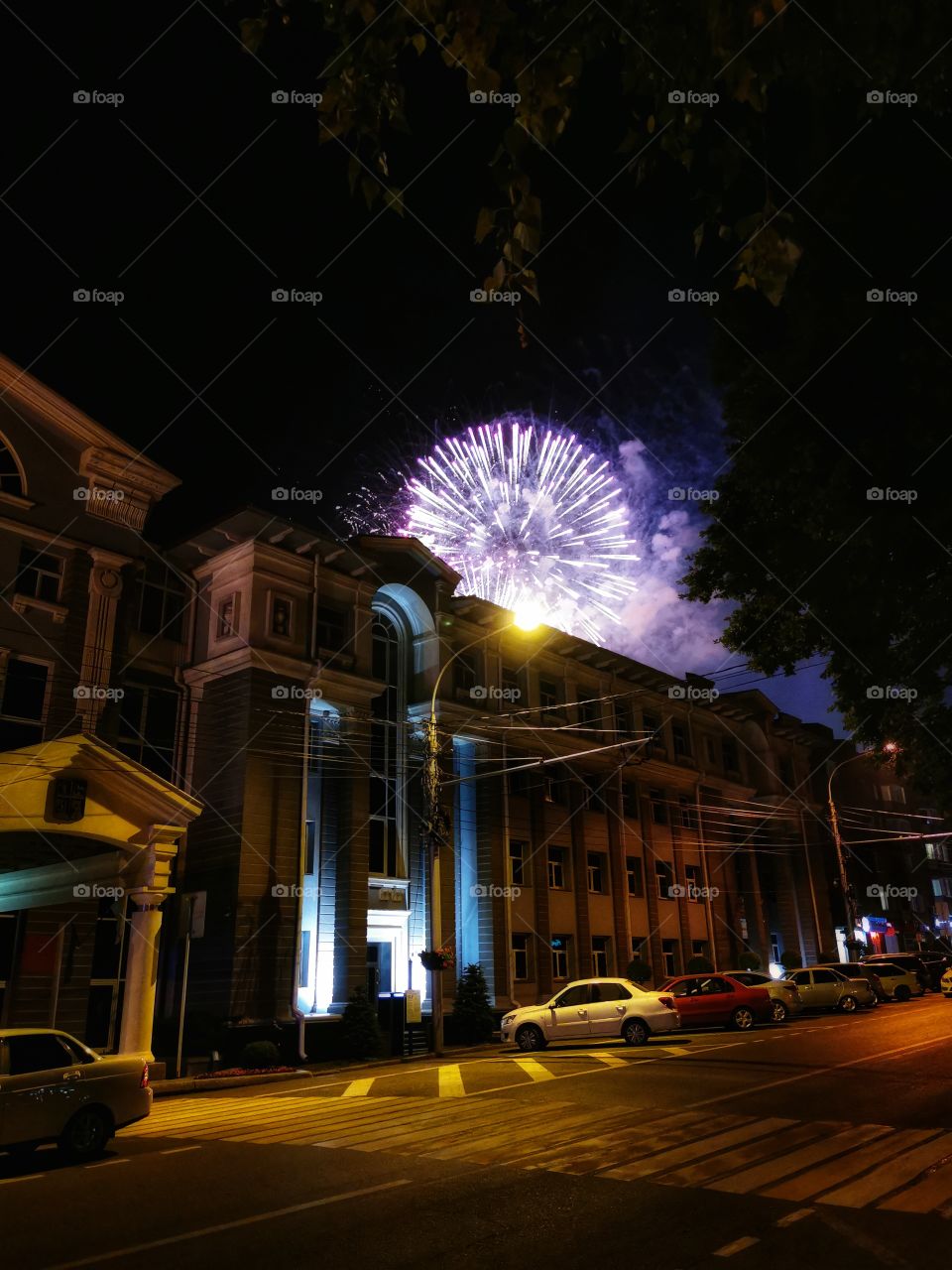 Happy electric music city town summer color fire night festival