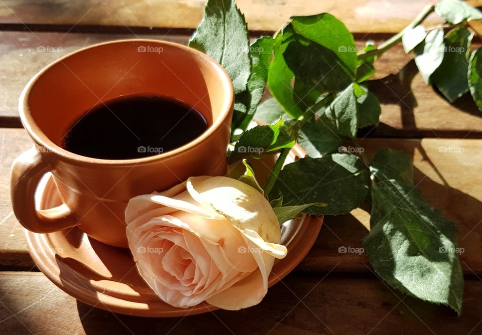 Flower and coffee