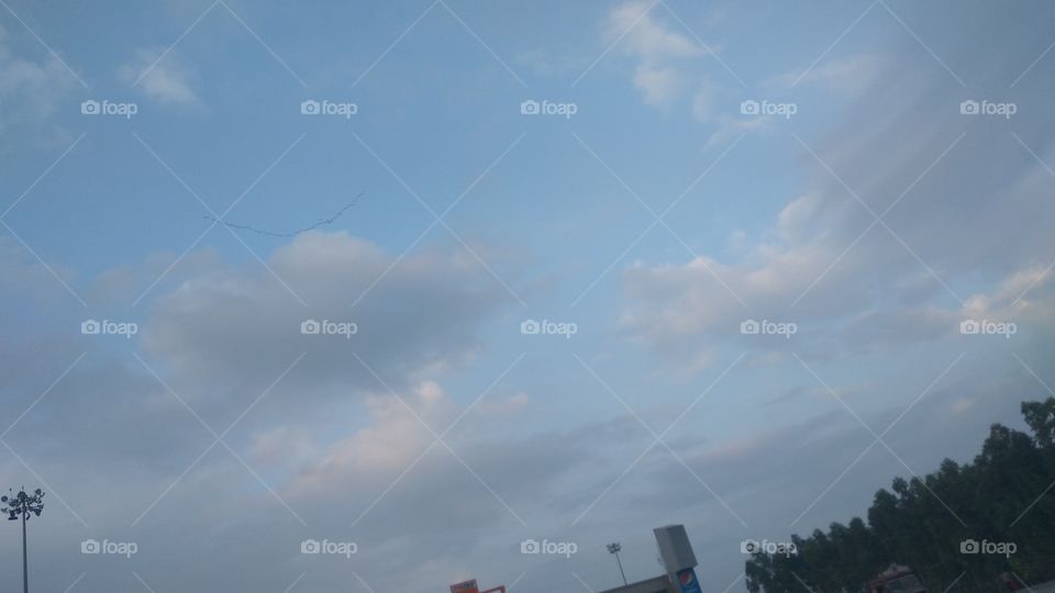 lovely sky with natural clouds and trees